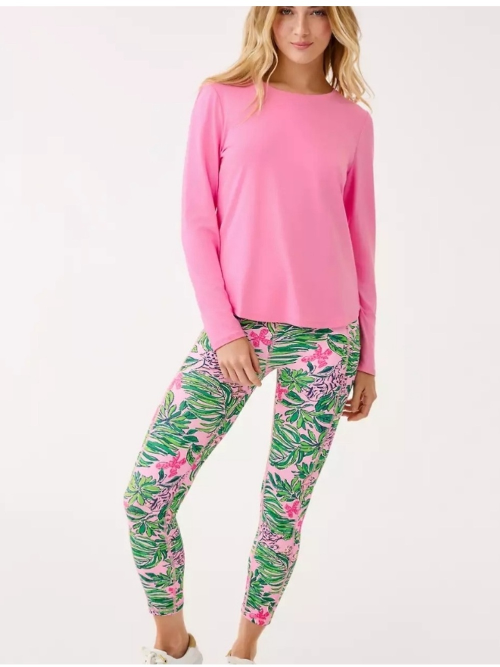 Lilly Pulitzer Luxletic Westley Long Sleeve Tee UPF 50+, Confetti Pink, M - Picture 4 of 9